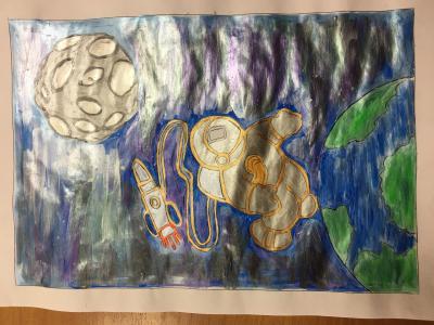 Картина. Автор: Гилаева Азалия. Техника: гуашь. Класс: 2 Космос