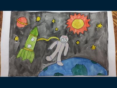 Картина. Автор: Тимашев Артур. Техника: акварель. Класс: 2 Я и мой космос
