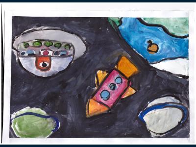 Картина. Автор: Матвеева Камилла. Техника: акварель. Класс: 3 Космос