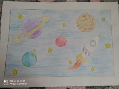 Картина. Автор: Власова Алена Ивановна. Техника: карандаш. Класс: 3 Сокровища космоса