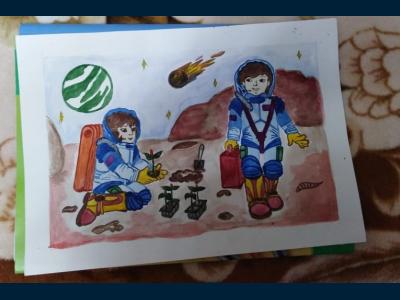 Картина. Автор: Сагателян Карен Араратович. Техника: акварель. Класс: 3 События во Вселенной