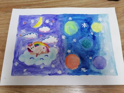 Картина. Автор: Шайхутдинова Самира. Техника: акварель. Класс: 3 "Лунные сказки"