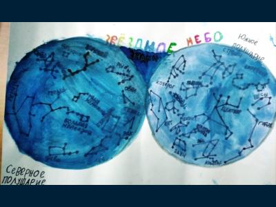 Картина. Автор: Гильмиярова Алия. Техника: акварель. Класс: 3 Звездное небо