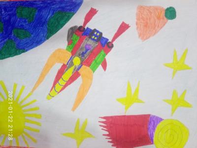 Картина. Автор: Гайнуллин Айдамир. Техника: другая. Класс: 3 В космосе