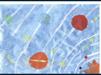 Картина. Автор: Басирова Асиля. Техника: акварель. Класс: 3 Вселенная