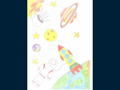 Картина. Автор: Глимханов Булат. Техника: карандаш. Класс: 3 Я в космосе