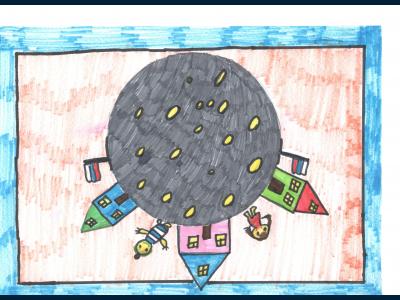 Картина. Автор: Нуриева Лия. Техника: другая. Класс: 3 Жизнь в космосе