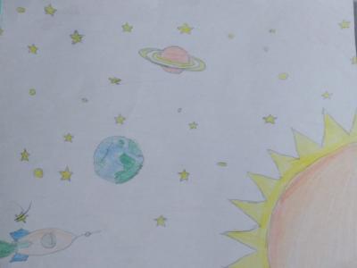 Картина. Автор: Гиниятуллина Сабина. Техника: карандаш. Класс: 3 Сокровища космоса