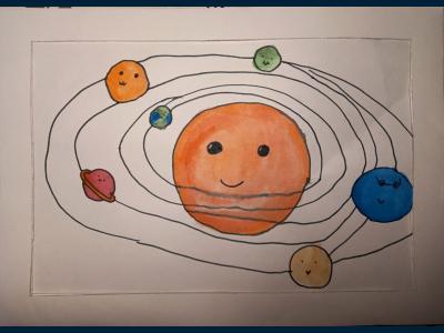 Картина. Автор: Муратова Александра. Техника: смешанная техника. Класс: 3 «Космические виражи»