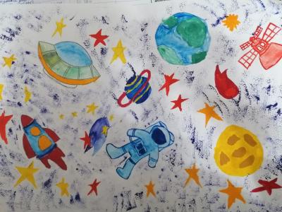 Картина. Автор: Шарифьянова Самира Руслановна. Техника: смешанная техника. Класс: 3 Мой космос