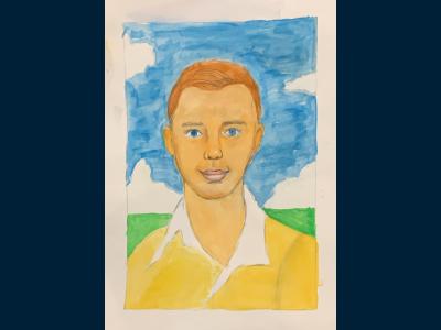 Картина. Автор: Масалимова Самира. Техника: гуашь. Класс: 3 Юрий Гагарин