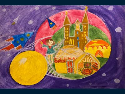 Картина. Автор: Шаяхметова Амина Винеровна. Техника: гуашь. Класс: 3 Моя Вселенная