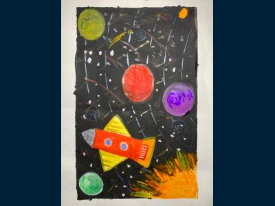 Картина. Автор: Гатиятуллин Марат. Техника: акварель. Класс: 3 "МОЙ КОСМОС"