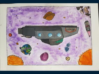 Картина. Автор: Морозов Сергей. Техника: акварель. Класс: 4 Космическая техника