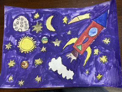 Картина. Автор: Мкртычян Айк. Техника: акварель. Класс: 4 Космос