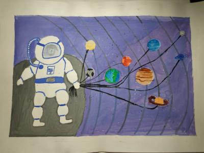 Картина. Автор: Горшков Александр. Техника: смешанная техника. Класс: 4 Я и мой космос