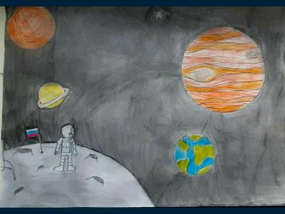 Картина. Автор: Кочуров Евгний. Техника: карандаш. Класс: 4 Космос