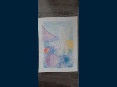 Картина. Автор: Сагадатов Ислам. Техника: карандаш. Класс: 4 Космонавтов в космосе