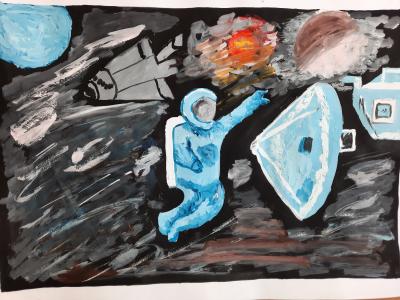 Картина. Автор: Саетгалиева Азалия. Техника: акварель. Класс: 4 Неизученный космический мир