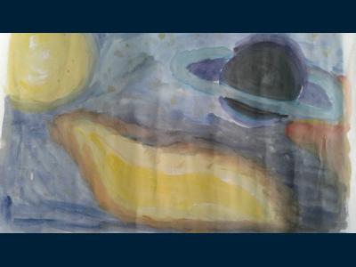 Картина. Автор: Байдулина Элина. Техника: акварель. Класс: 4 Тайны звездного неба