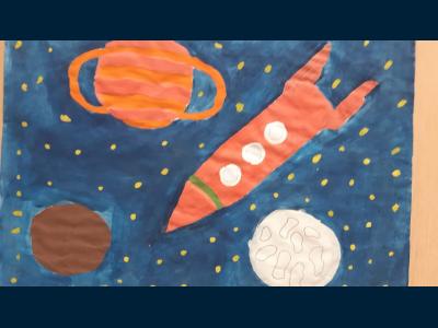 Картина. Автор: Боташев Ильяс Казбекович. Техника: акварель. Класс: 4 Вперед к звездам