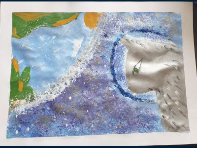 Картина. Автор: Прочанкина Маргарита. Техника: гуашь. Класс: 4 Мой космический друг