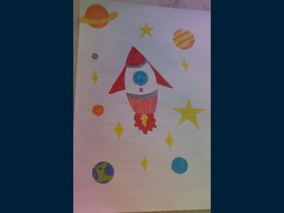 Картина. Автор: Сафуанова Нурия Шамилевна. Техника: другая. Класс: 4 Незабываемый мир космоса