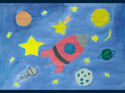 Картина. Автор: Файзрахманов Рамиль. Техника: гуашь. Класс: 4 Космический мир