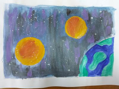Картина. Автор: Шамсуллина Эмилия Динаровна. Техника: акварель. Класс: 5 "Космические дали"