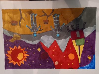 Картина. Автор: Баянов Станислав. Техника: другая. Класс: 5 Освоение луны