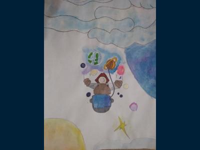 Картина. Автор: Шагманова Айзиля. Техника: акварель. Класс: 5 Космос