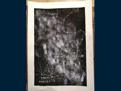 Картина. Автор: Шафеева Милана. Техника: гуашь. Класс: 5 "Космические дали"