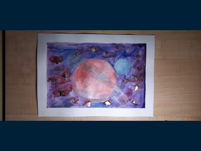 Картина. Автор: Обиденко София. Техника: смешанная техника. Класс: 5 "Космические дали"