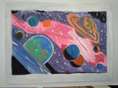 Картина. Автор: Калиева Назгуль Рустамовна. Техника: гуашь. Класс: 5 Млечный путь