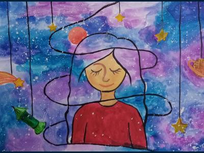 Картина. Автор: Ишмухаметов Марат. Техника: гуашь. Класс: 6 Лунные сказки