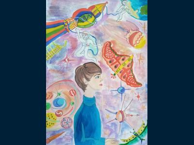 Картина. Автор: Морозова Елизавета. Техника: гуашь. Класс: 6 Я и мой космос