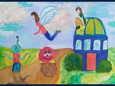 Картина. Автор: Осипова Полина. Техника: гуашь. Класс: 6 Лучший город Вселенной