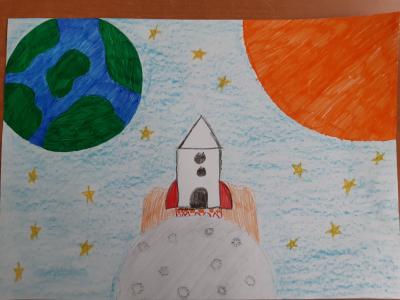 Картина. Автор: Иванов Виктор. Техника: карандаш. Класс: 6 Космическая техника