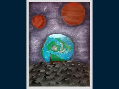 Картина. Автор: Валиева Динара. Техника: гуашь. Класс: 7 Дружба планет