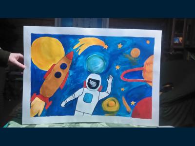 Картина. Автор: Усманова Снежанна Фиделовна. Техника: гуашь. Класс: 7 Я летаю над планетой