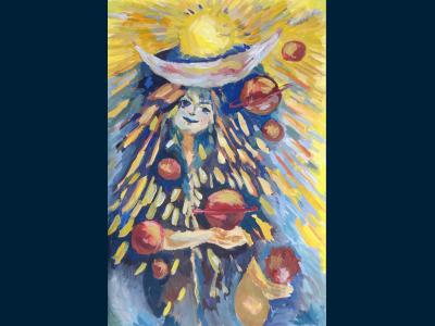 Картина. Автор: Гильванова Агнетта. Техника: гуашь. Класс: 7 Девочка вселенной