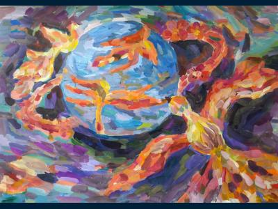 Картина. Автор: Миннигалеева Азалия. Техника: гуашь. Класс: 7 Мой космос