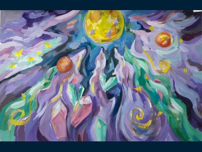 Картина. Автор: Музафина Амина. Техника: гуашь. Класс: 7 Магия космоса