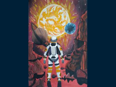 Картина. Автор: Галимова Азалия. Техника: гуашь. Класс: 7 Космические дали