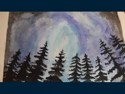 Картина. Автор: Гимаева Аэлита Дамировна. Техника: гуашь. Класс: 7 "Я и моё небо"