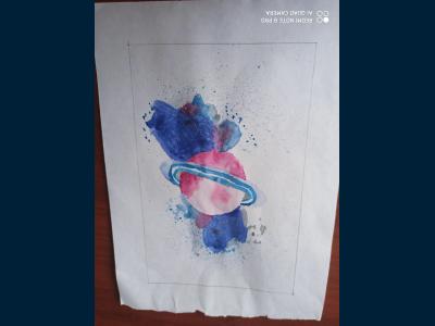 Картина. Автор: Чернова Марина. Техника: акварель. Класс: 7 Космос взглядом минималиста