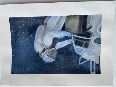 Картина. Автор: Гавриллина Анастасия. Техника: гуашь. Класс: 7 Космическое оборудование