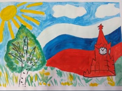 Картина. Автор: Мухутдинова Алтынай. Техника: гуашь. Класс: 1 Россия- страна моя!Моя Отчизна!