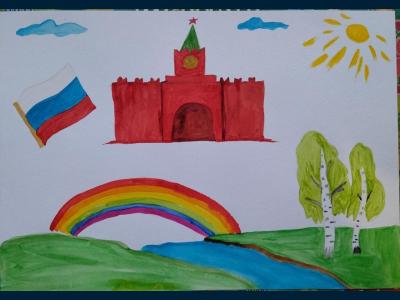 Картина. Автор: Галимова Эвелина. Техника: акварель. Класс: 1 Моя Россия