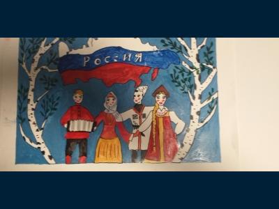 Картина. Автор: Хасфатуллина Аделина. Техника: акварель. Класс: 1 Моя Россия